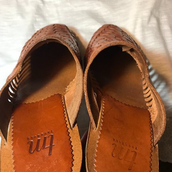 Thom McAn Vintage Wooden Clogs with Woven Leather Uppers Women's 7.5 - Picture 7 of 8